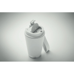 Double-wall travel mug, RPET strap, 300 ml white colour