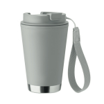 Double-wall travel mug, RPET strap, 300 ml grey colour eighth view