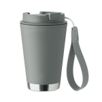 Double-wall travel mug, RPET strap, 300 ml dark grey colour eighth view