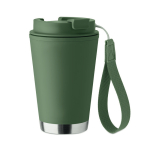 Double-wall travel mug, RPET strap, 300 ml dark green colour eighth view