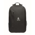 Black RPET laptop backpack, water-resistant, 16'' black colour third main view