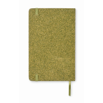 Hardcover notebook, recycled materials, A5, ruled pages green colour third view