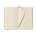 Hardcover notebook, recycled materials, A5, ruled pages green colour fifth view
