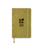 Hardcover notebook, recycled materials, A5, ruled pages green colour view with print area