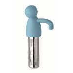 Stainless steel tea infuser, silicone man design light blue colour third view