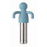 Stainless steel tea infuser, silicone man design light blue colour fourth view