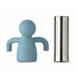 Stainless steel tea infuser, silicone man design light blue colour sixth view