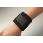Poly-cotton exercise wristband, custom patch black colour fifth photographic view