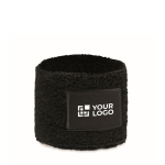 Poly-cotton exercise wristband, custom patch black colour view with print area