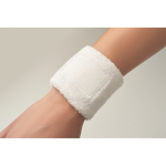 Poly-cotton exercise wristband, custom patch white colour fifth photographic view