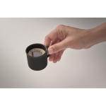 Branded, ceramic espresso mug, 40 ml black colour third photographic view
