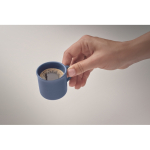 Branded, ceramic espresso mug, 40 ml blue colour third photographic view