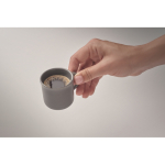 Branded, ceramic espresso mug, 40 ml dark grey colour third photographic view