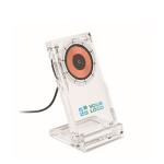 Transparent phone stand, 15W wireless charger transparent colour view with print area