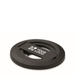 Circular magnetic iPhone® holder, bottle opener included black colour view with print area