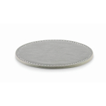 Branded, round synthetic leather coaster dark grey colour