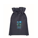 Small RPET drawstring gift bag, single colour, 20x30 cm blue colour view with print area