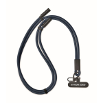 Mobile lanyard, charging and data transfer cable navy-blue colour view with print area