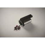 Stainless steel tea infuser, plastic hook black colour fourth photographic view
