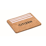 Cork card holder, 3 cards, main compartment beige colour main view