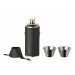 Stainless steel hip flask, 2 shot glasses, 230 ml and 20 ml black colour second view