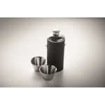 Stainless steel hip flask, 2 shot glasses, 230 ml and 20 ml black colour third photographic view