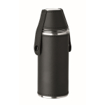 Stainless steel hip flask, 2 shot glasses, 230 ml and 20 ml black colour eighth view