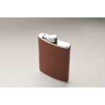 Stainless steel hip flask, synthetic leather cover, 200 ml brown colour second photographic view