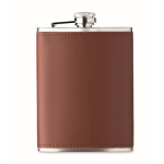 Stainless steel hip flask, synthetic leather cover, 200 ml brown colour fourth view
