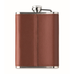 Stainless steel hip flask, synthetic leather cover, 200 ml brown colour fifth view