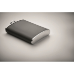 Stainless steel hip flask, synthetic leather cover, 200 ml black colour third photographic view