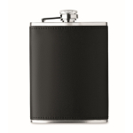 Stainless steel hip flask, synthetic leather cover, 200 ml black colour fourth view