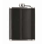 Stainless steel hip flask, synthetic leather cover, 200 ml black colour fifth view