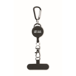 Retractable holder, phone or ID card black colour view with print area