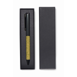 Twist-action pen, recycled materials, blue ink green colour third view
