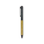Twist-action pen, recycled materials, blue ink green colour view with print area