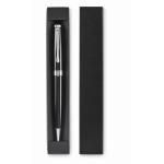 Twist-action recycled stainless steel pen, case, blue ink black colour third view