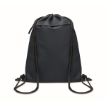 RPET and PU drawstring backpack, front pocket blue colour