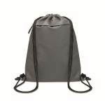 RPET and PU drawstring backpack, front pocket dark grey colour