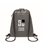 RPET and PU drawstring backpack, front pocket dark grey colour view with print area