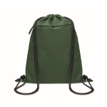 RPET and PU drawstring backpack, front pocket dark green colour