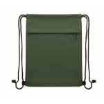 RPET and PU drawstring backpack, front pocket dark green colour second view