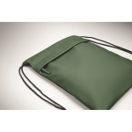 RPET and PU drawstring backpack, front pocket dark green colour fourth photographic view