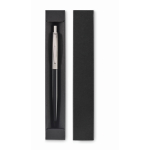 Stainless steel click pen, case included, blue ink black colour third view