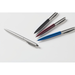 Stainless steel click pen, case included, blue ink matt silver colour fifth photographic view