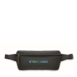 Adjustable RPET and PU waist bag, main compartment black colour view with print area