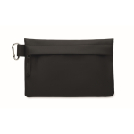 Polyester and PU organiser toiletry bag, side carabiner black colour second view