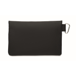 Polyester and PU organiser toiletry bag, side carabiner black colour third view