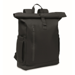 Roll-top laptop backpack, trolley strap, 15'' black colour
