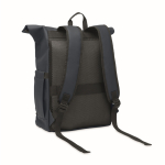 Roll-top laptop backpack, trolley strap, 15'' blue colour second view